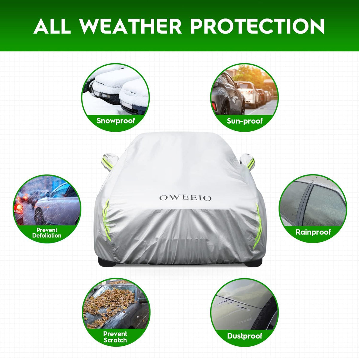 6 Layers Waterproof All Weather Car Cover with Zipper I4633