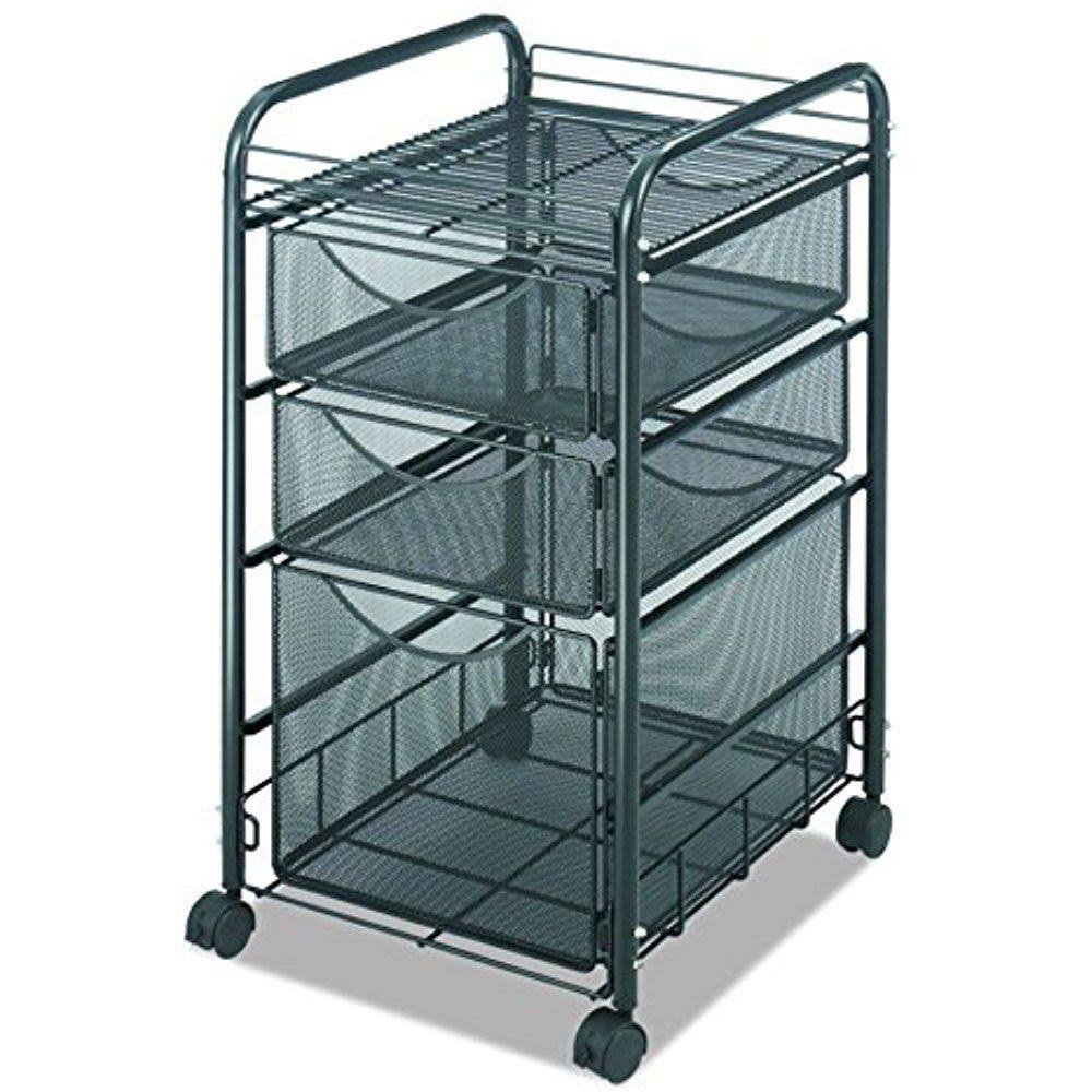 Onyx Mesh File Cart with 1 File Drawer and 2 Small Drawers U207
