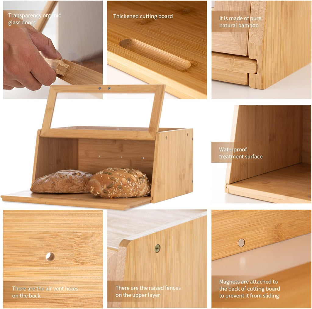 Bamboo Bread Box with Cutting Board E197349
