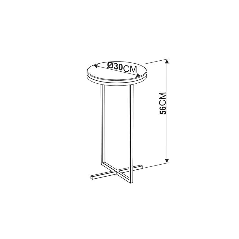 White Melamine End Table with Black Metal Frame O164