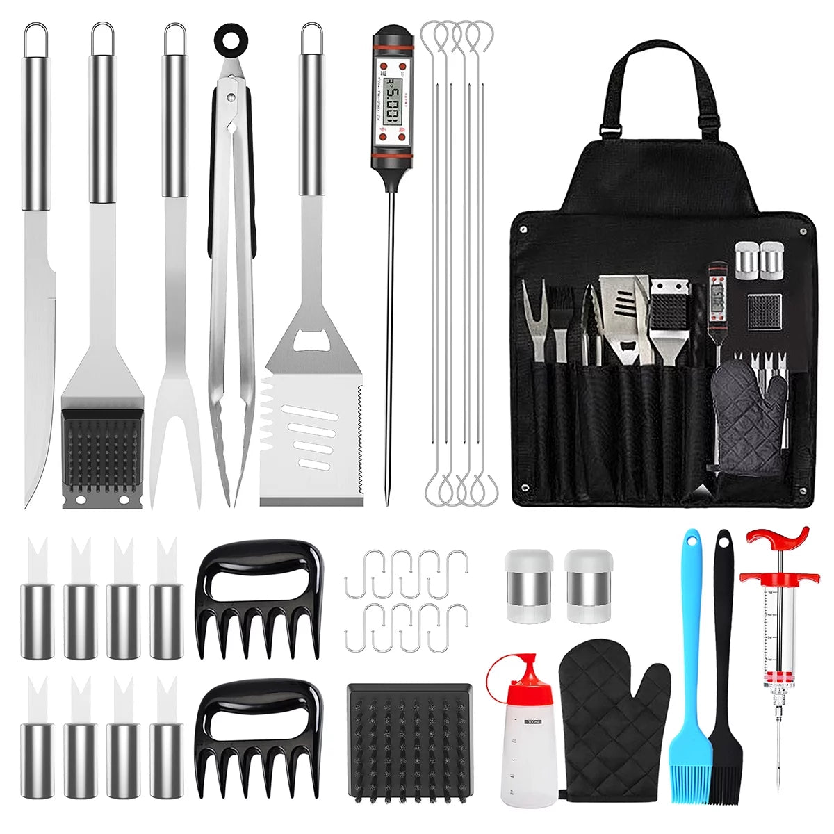 41Pcs Stainless Steel BBQ Grill Tool Set with Storage Bag I5849