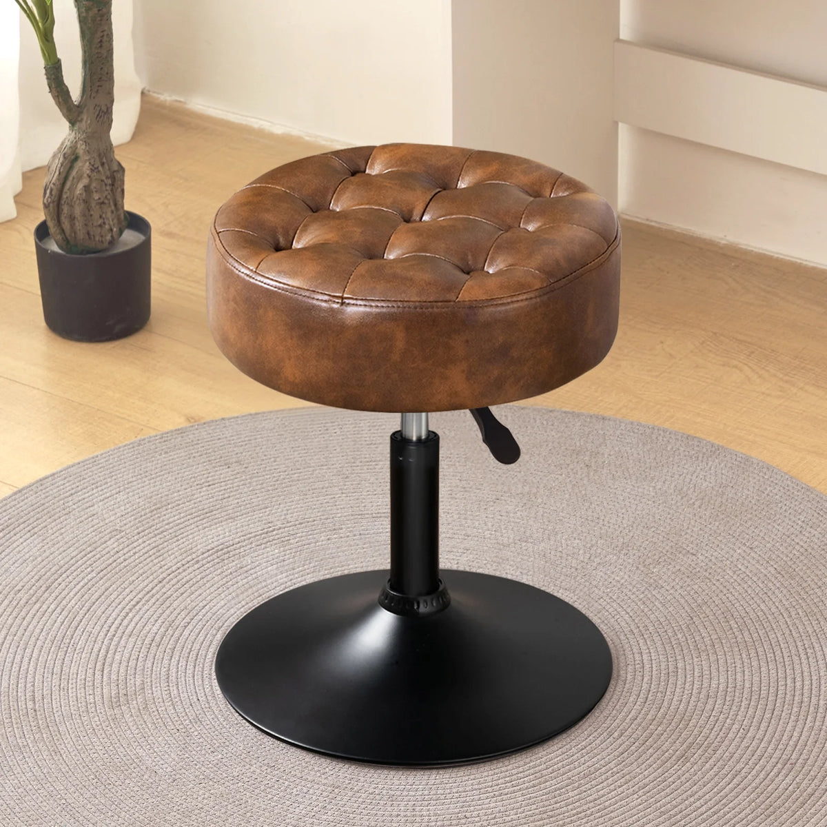 Adjustable Vanity Stool White Metal Frame C348352