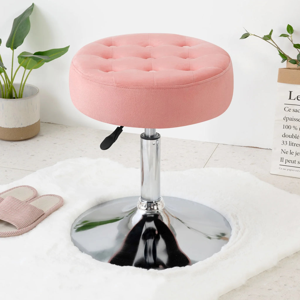 Adjustable Vanity Stool White Metal Frame C348352