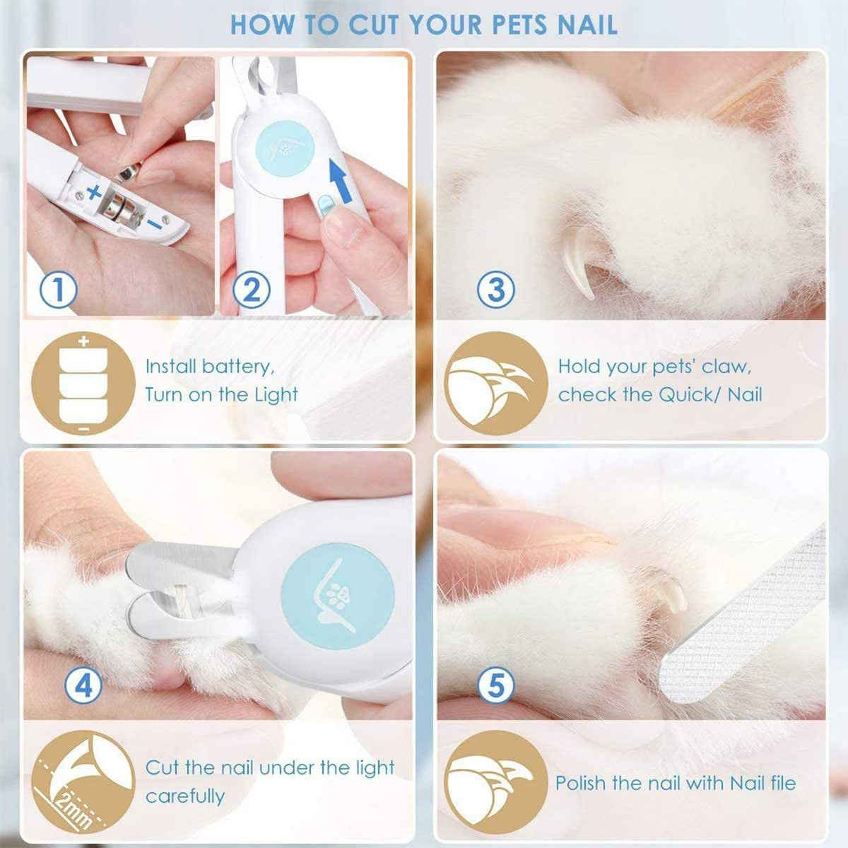Dog Nail Clippers and Trimmers with Safety Guard and LED Light C602793
