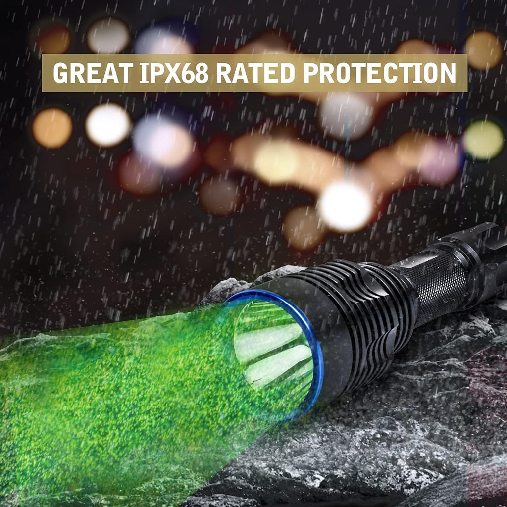Green Tactical Flashlight Rechargeable Picatinny Mount O2617