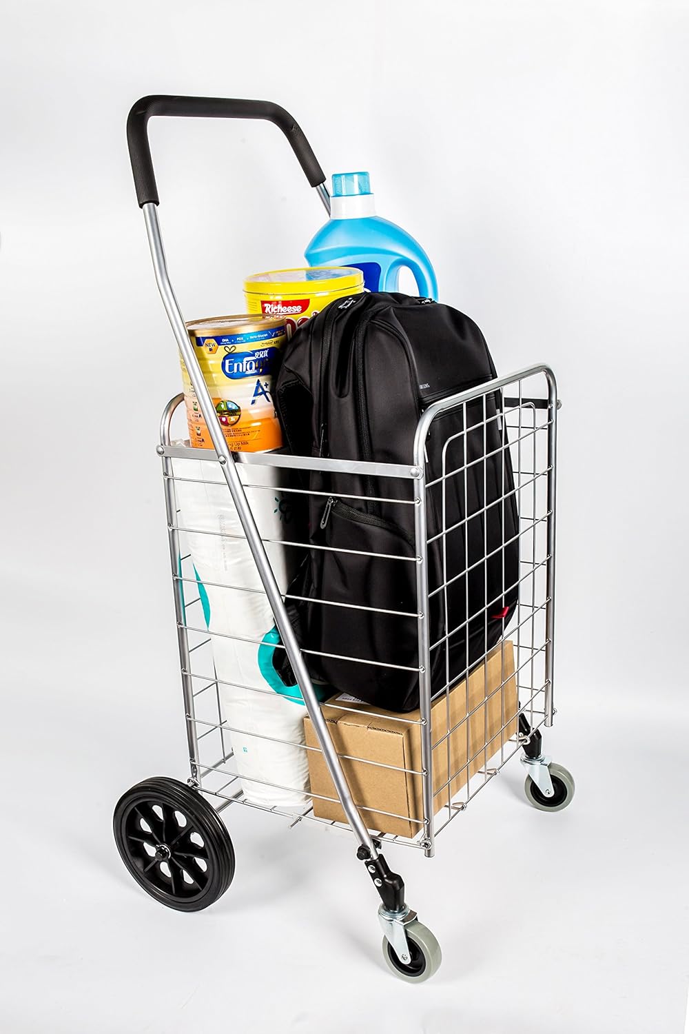 Silver Grocery Laundry Utility Shopping Cart with Swivel Wheels F888