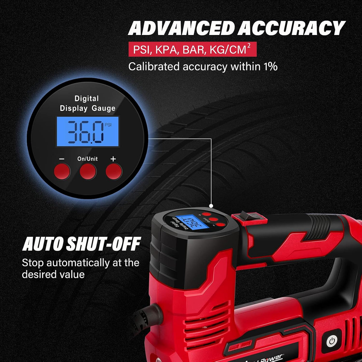 20V Cordless Portable Air Compressor Tire Inflator 150PSI W8437