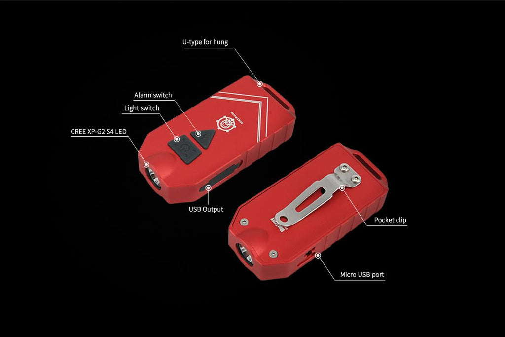 USB Rechargeable Personal Alarm and Flashlight A62606