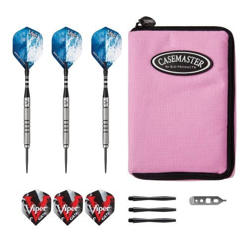 24 Grams Tungsten Steel Tip Darts and Pink Nylon Dart Case D499802