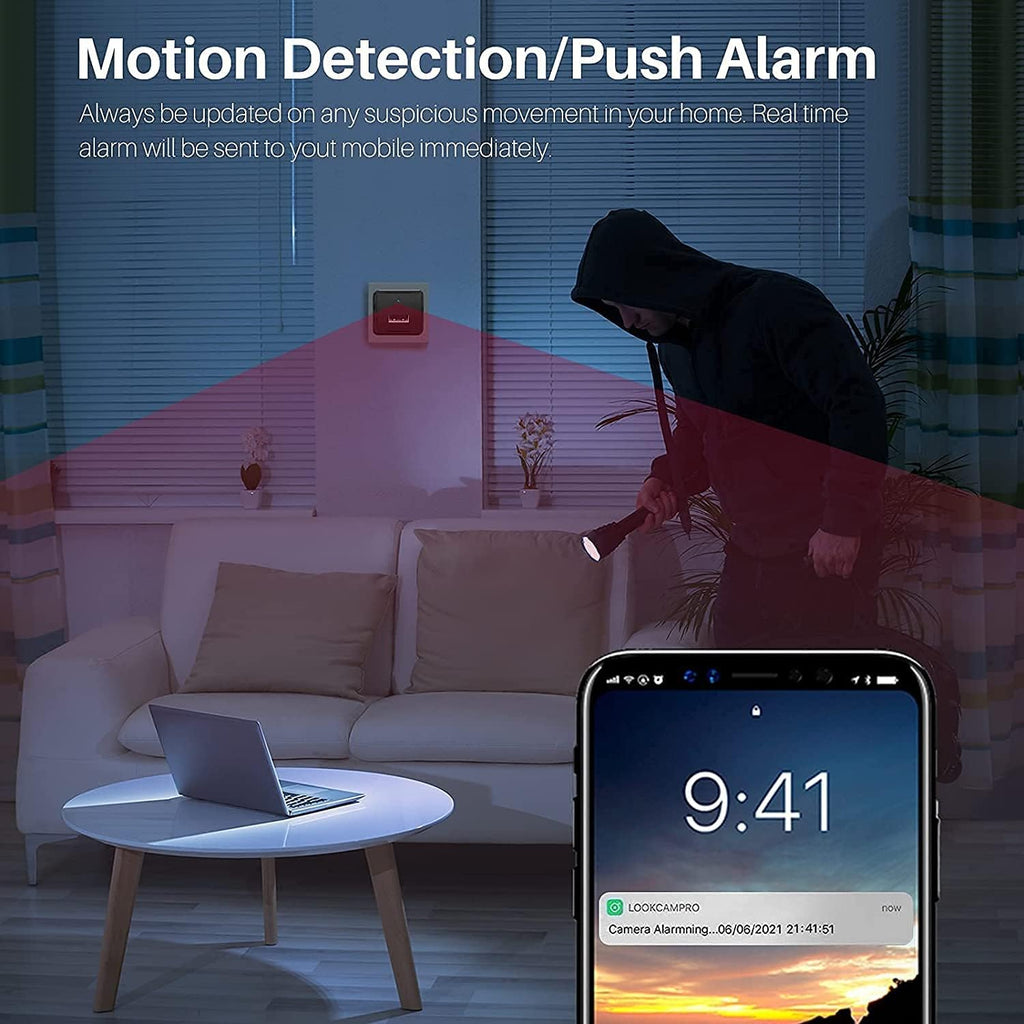 1080P WiFi Indoor Security Camera with Audio and Video Motion Detection N4002