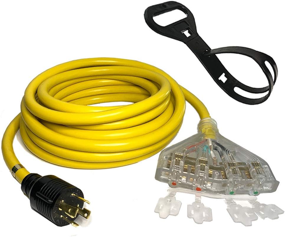 40Ft L14-30P to Four 5-20R 30 Amp Generator Power Cord T33624