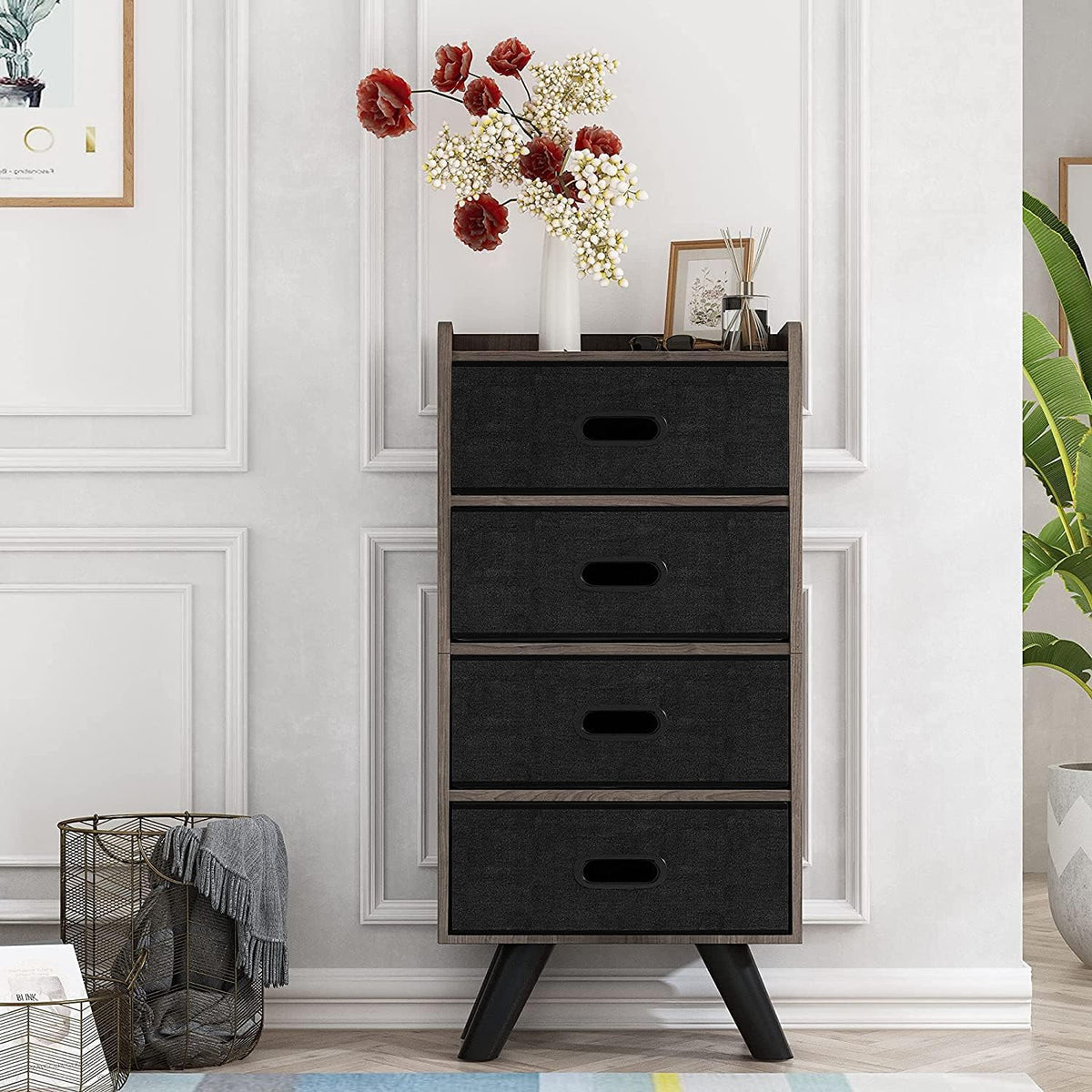 Black 4 Drawer Storage Dresser J1603