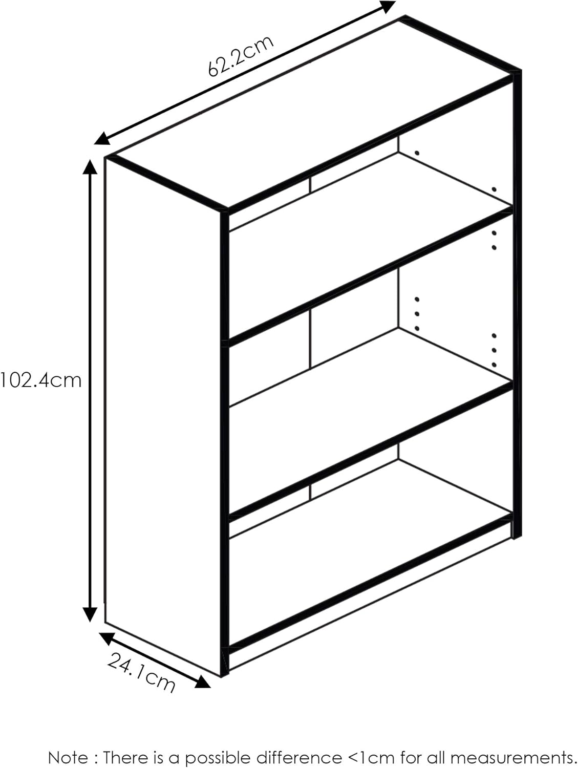 5-Tier Reversible Color Open Shelf Bookcase, White & 3-Tier Adjustable Shelf Bookcase, White W538