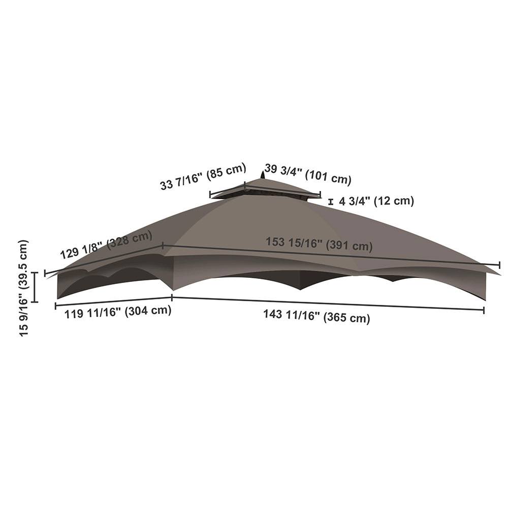 2-Tier 12x10 Gazebo Canopy Top Replacement Brown S30205