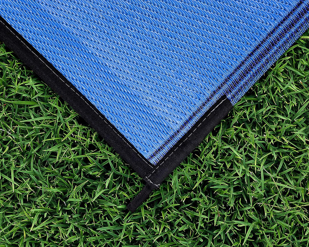 Large Reversible Outdoor Patio Mat 9' x 12' Lattice Blue J661269