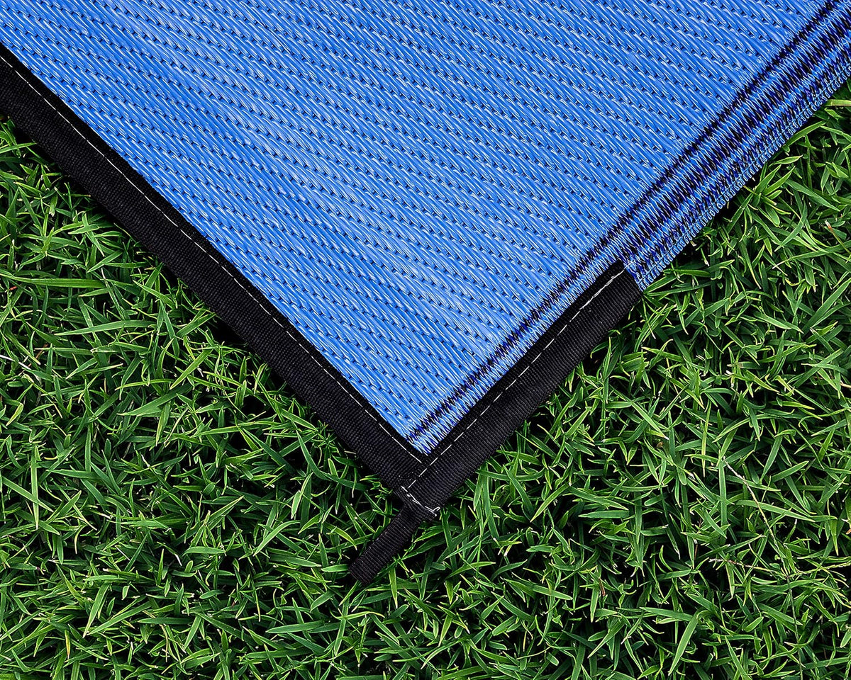 Large Reversible Outdoor Patio Mat 9' x 12' Lattice Blue J661269