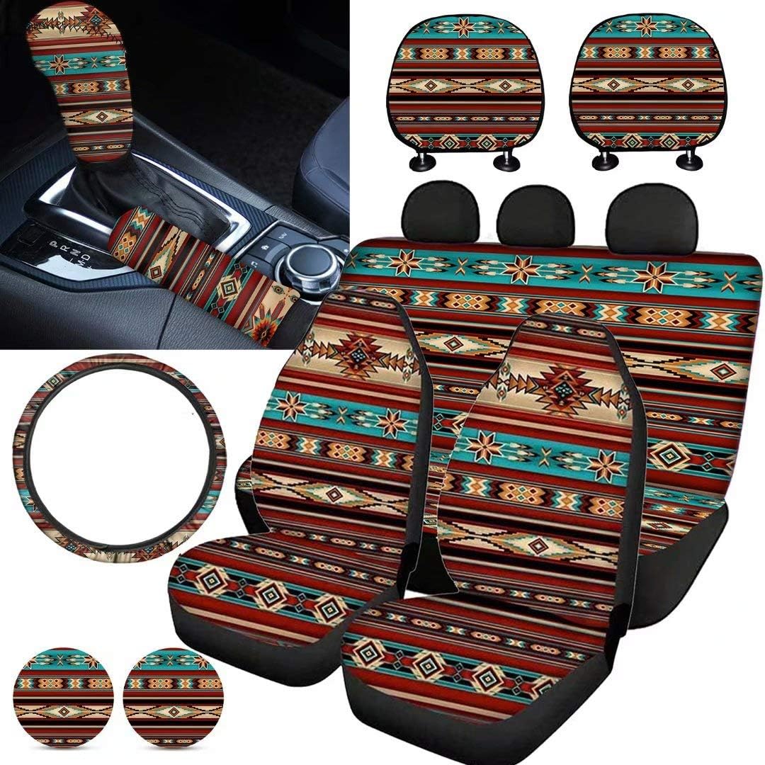 Purple Sugar Skull Car Seat Cover Set 11 PCS S341