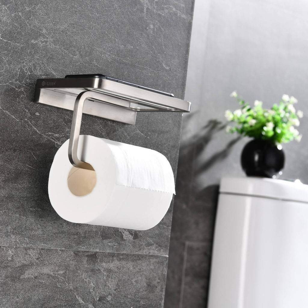 White Glass Shelf with Toilet Paper Holder L25759