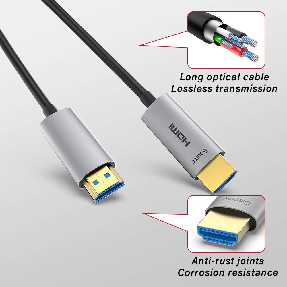 50ft Fiber Optic HDMI Cable 4K@60Hz HDR ARC 18Gbps E80984
