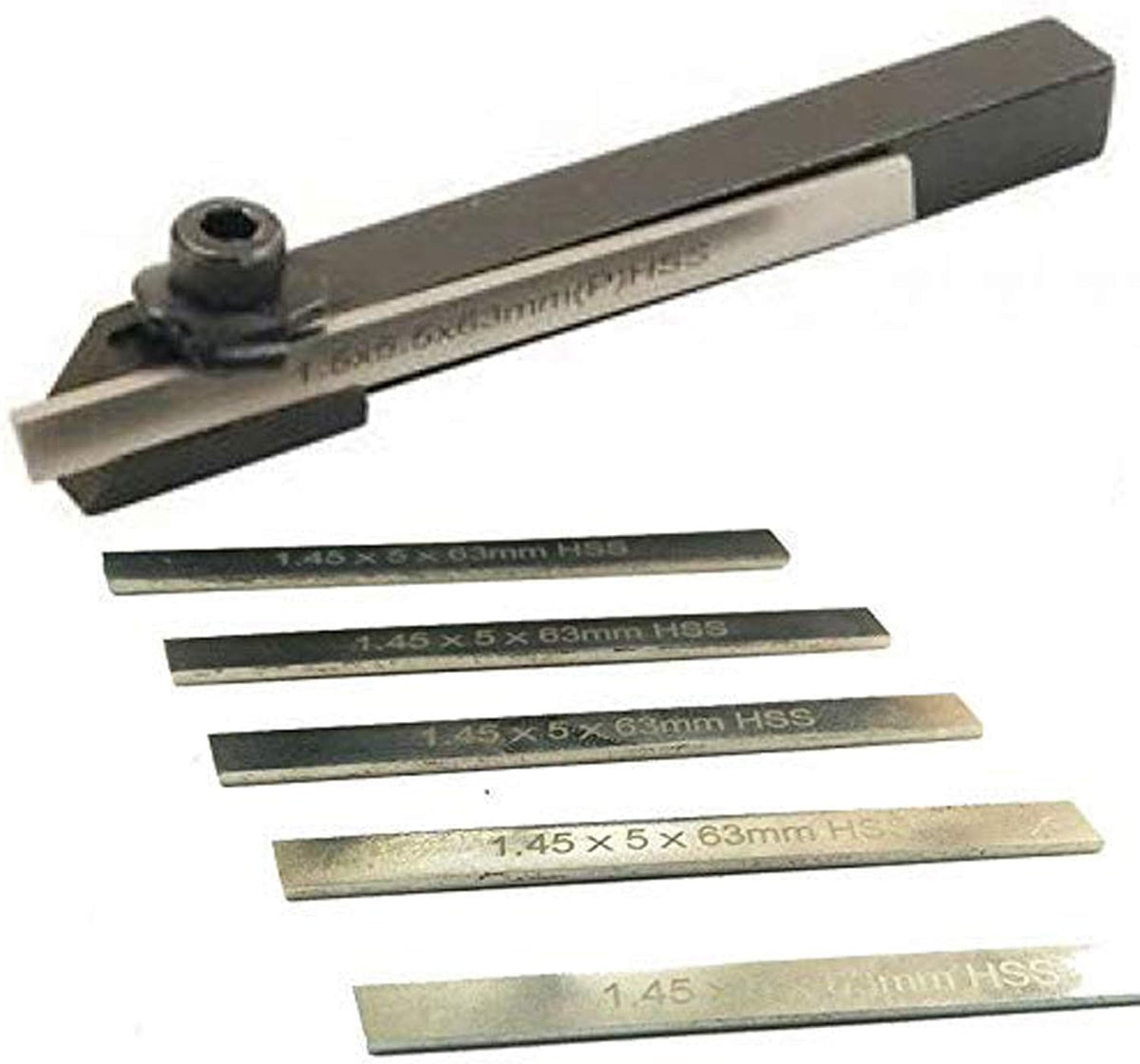 Mini Parting Tool Holder with 6 Pcs HSS Blades F565