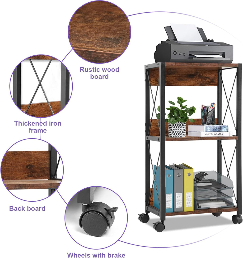 3-Tier Rolling Printer Cart with Storage Q277785