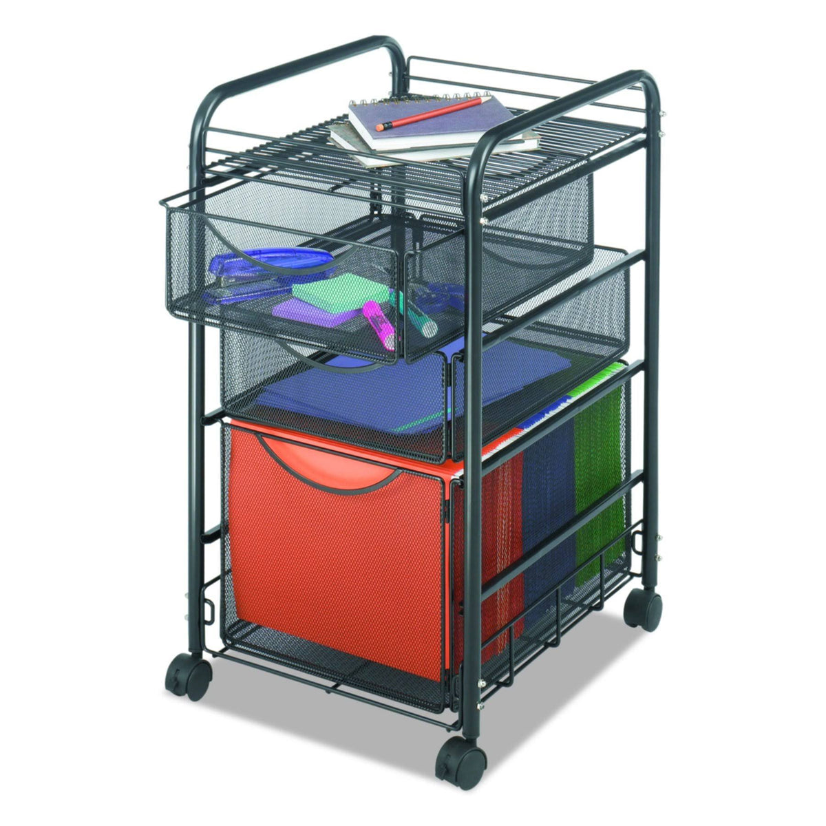 Onyx Mesh File Cart with 1 File Drawer and 2 Small Drawers U207