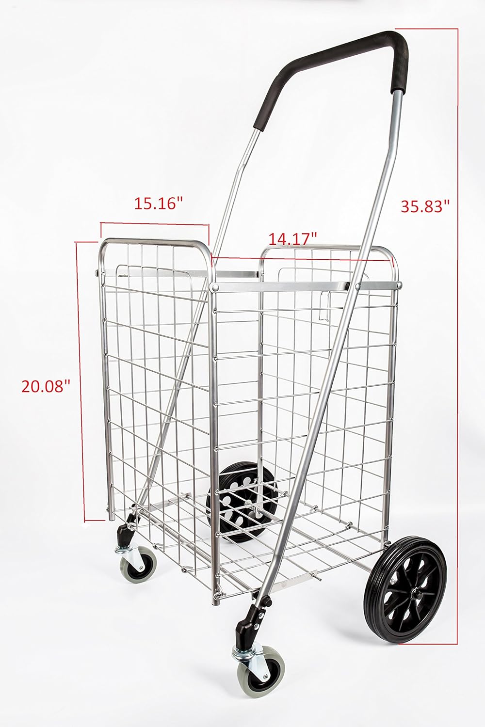Silver Grocery Laundry Utility Shopping Cart with Swivel Wheels F888