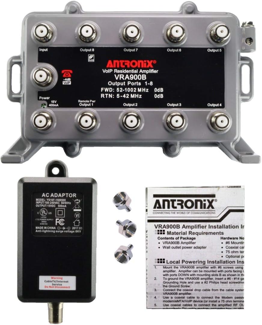 9 Port Bi-Directional Cable TV Splitter Signal Booster Amplifier R244398
