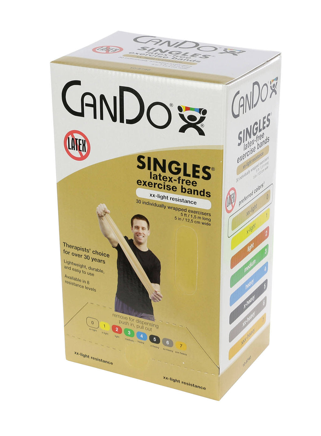 Latex Free Exercise Band Box of 30 Tan XX-Light D7883