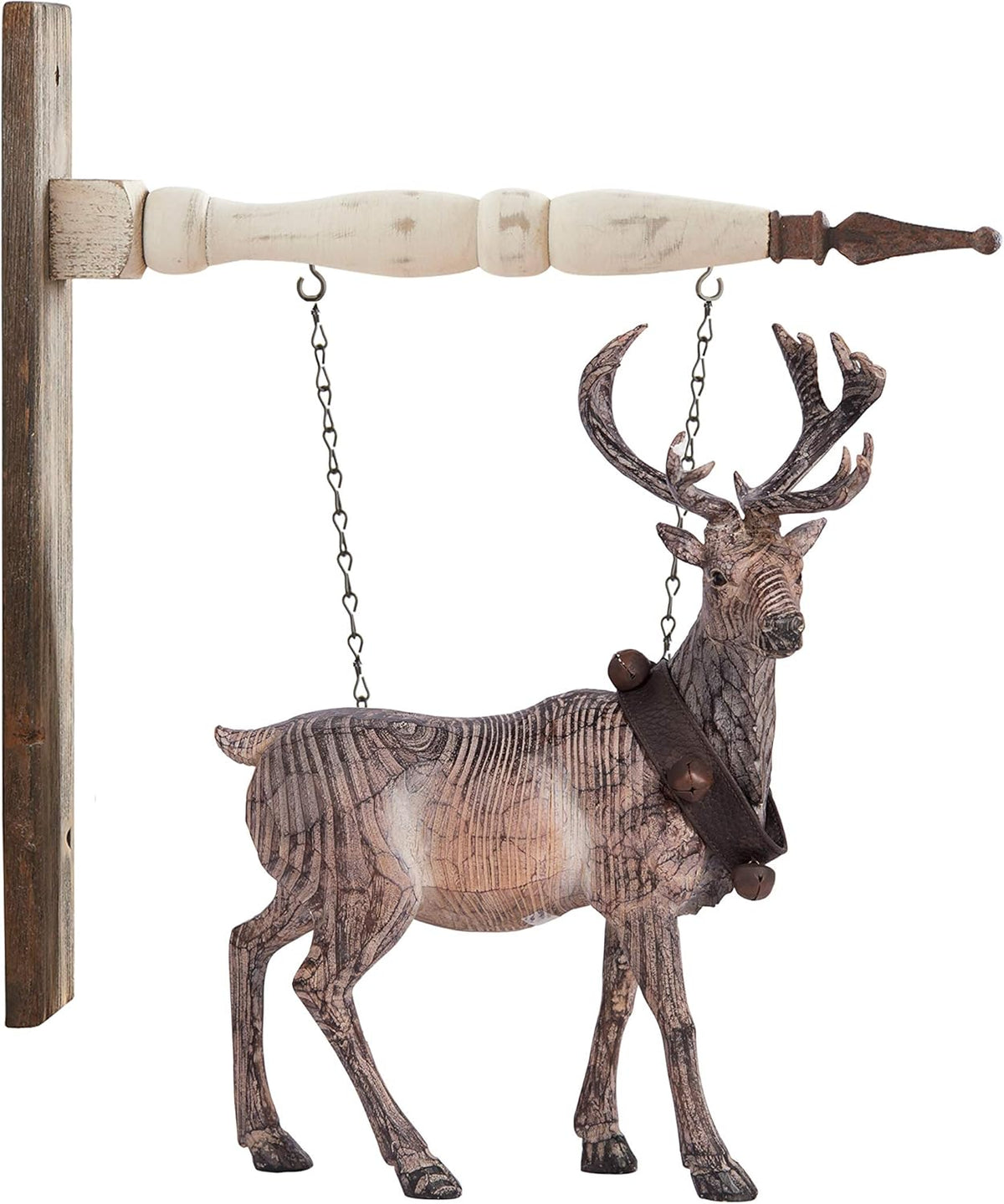 Resin Carved Standing Reindeer with Bell Collar F2435