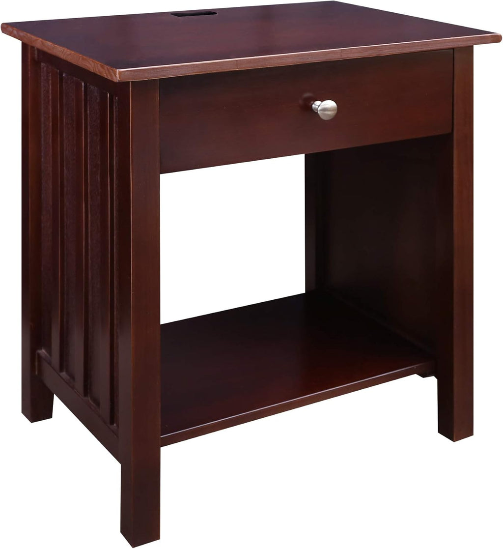 Warm Brown Nightstand with USB Ports U328851