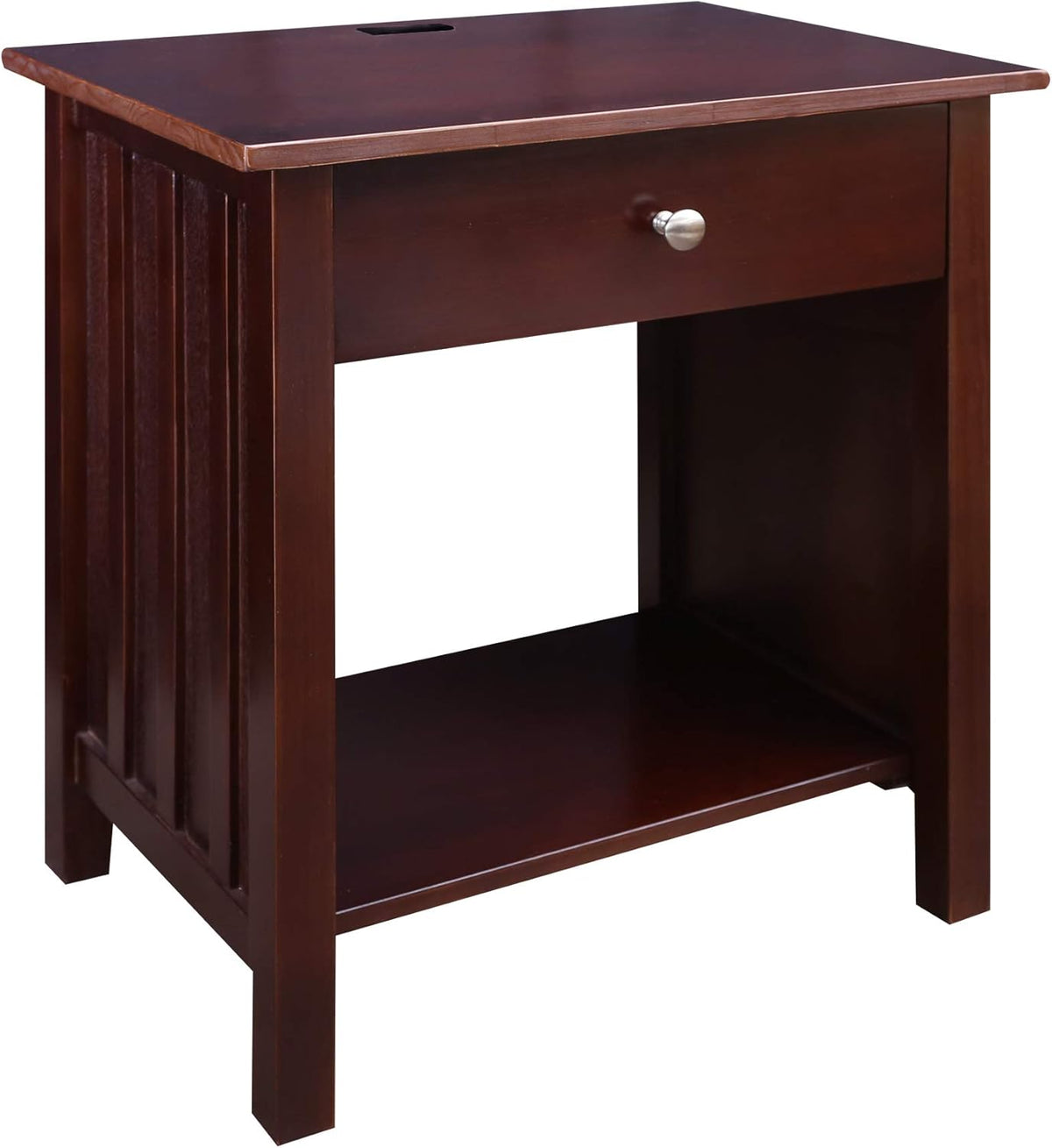Warm Brown Nightstand with USB Ports U328851