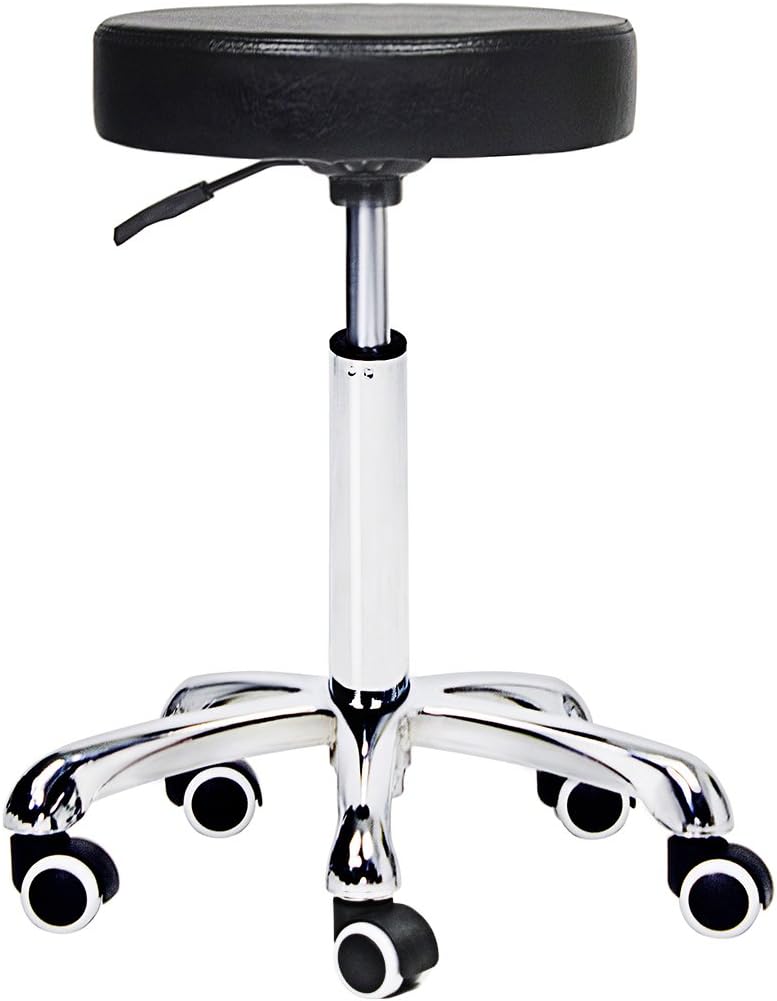 Height Adjustable Rolling Swivel Stool Chair with Wheels and Round Seat W597515