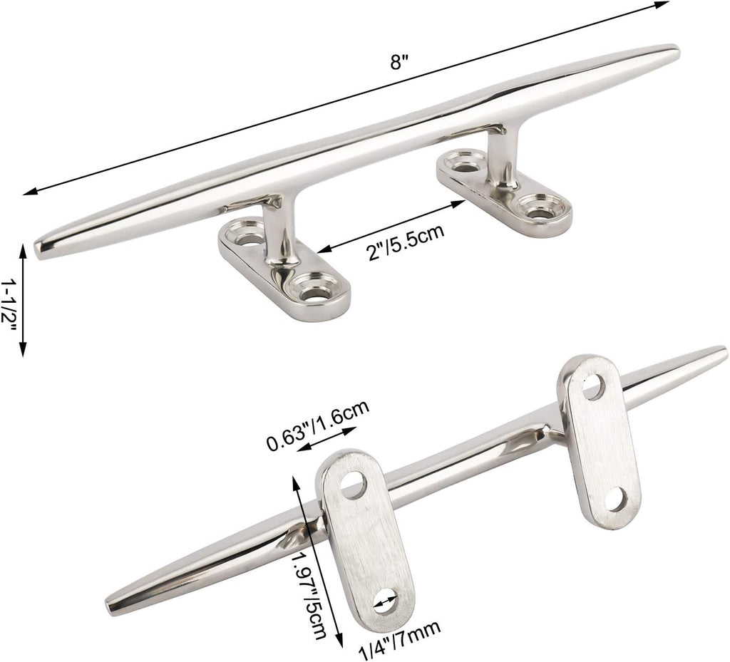 2 Pack 8 inch Casted 316 Stainless Steel Open Base Cleat Z6894