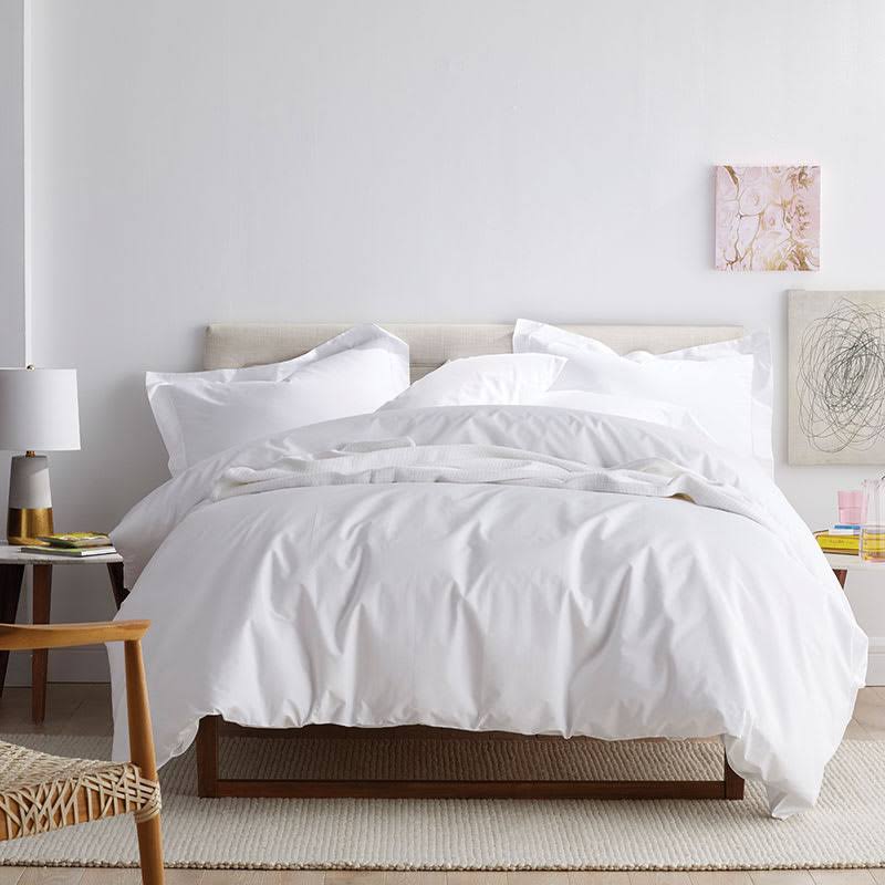 Blue Solid Cotton Percale California King Flat Sheet Y834