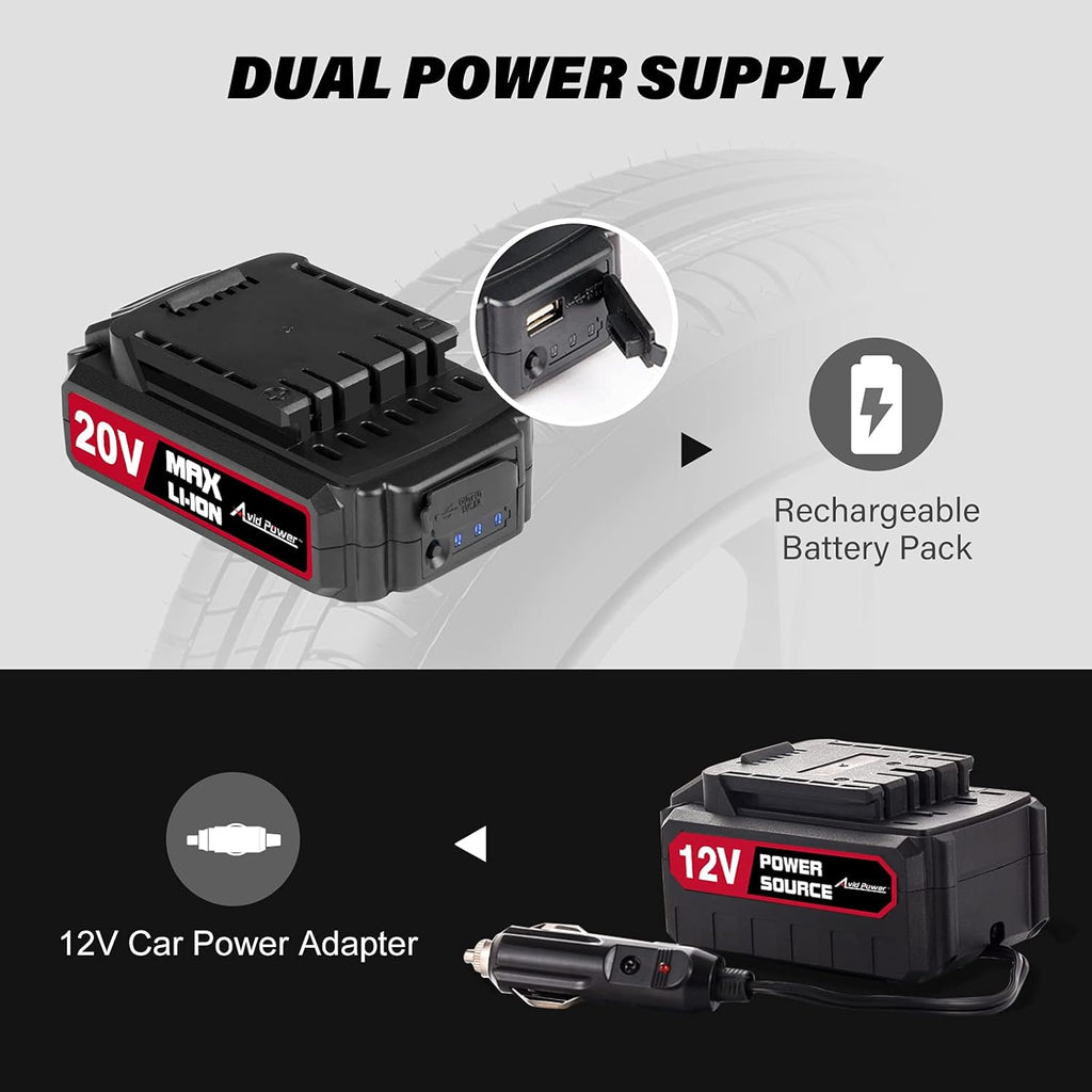 20V Cordless Portable Air Compressor Tire Inflator 150PSI W8437