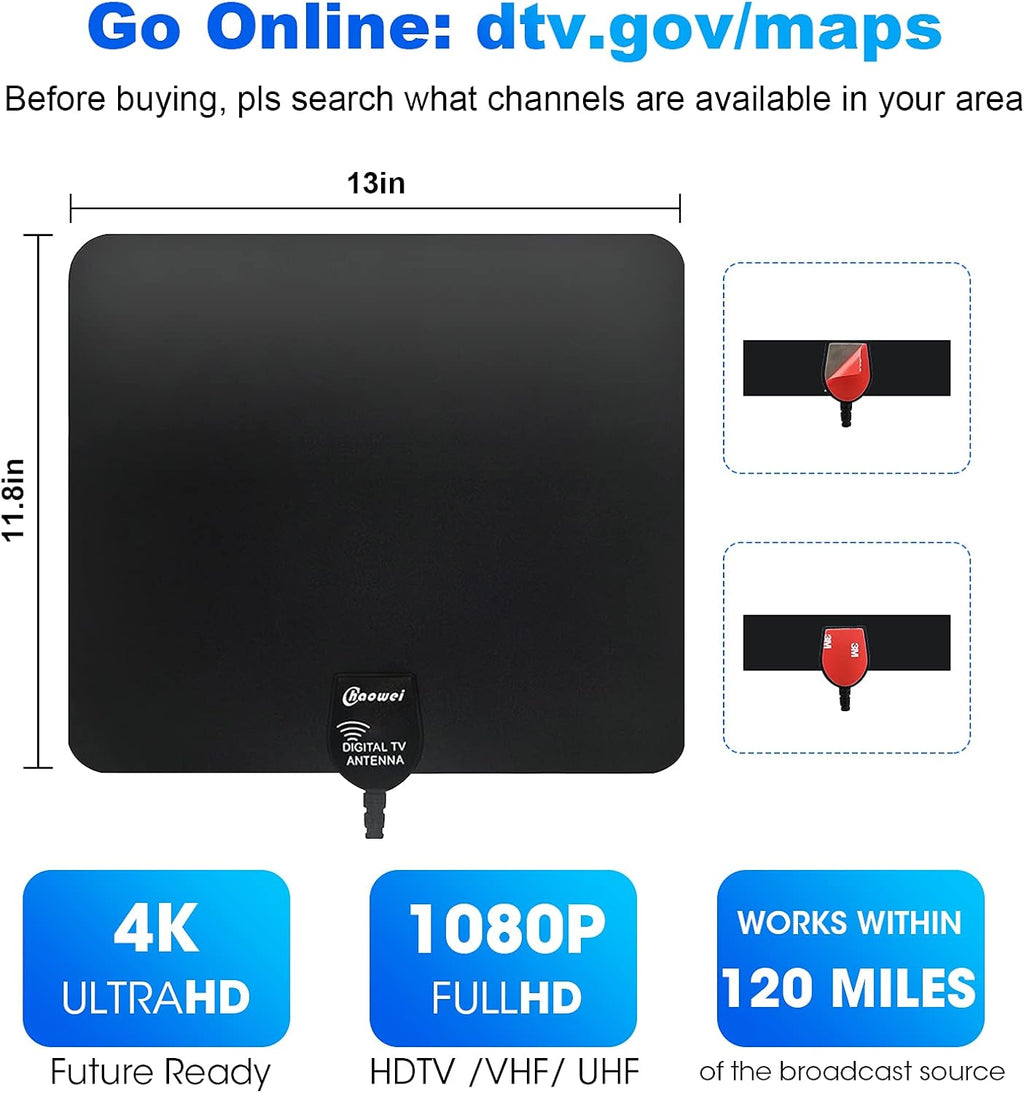 Amplified HD Digital TV Antenna with Signal Booster U39716