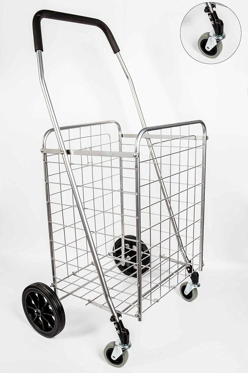 Silver Grocery Laundry Utility Shopping Cart with Swivel Wheels F888