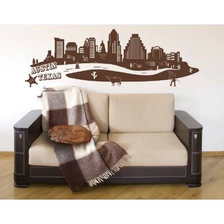 Sage Green Cityscape Wall Decal 59in x 20in Z558