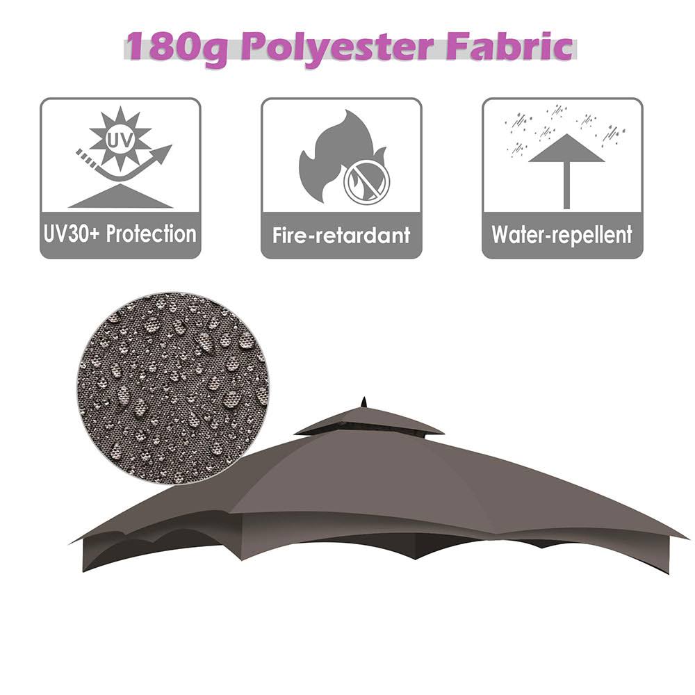 2-Tier 12x10 Gazebo Canopy Top Replacement Brown S30205