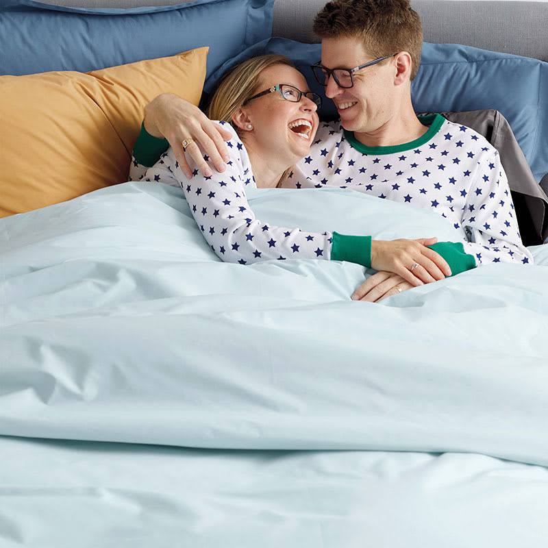 Blue Solid Cotton Percale California King Flat Sheet Y834