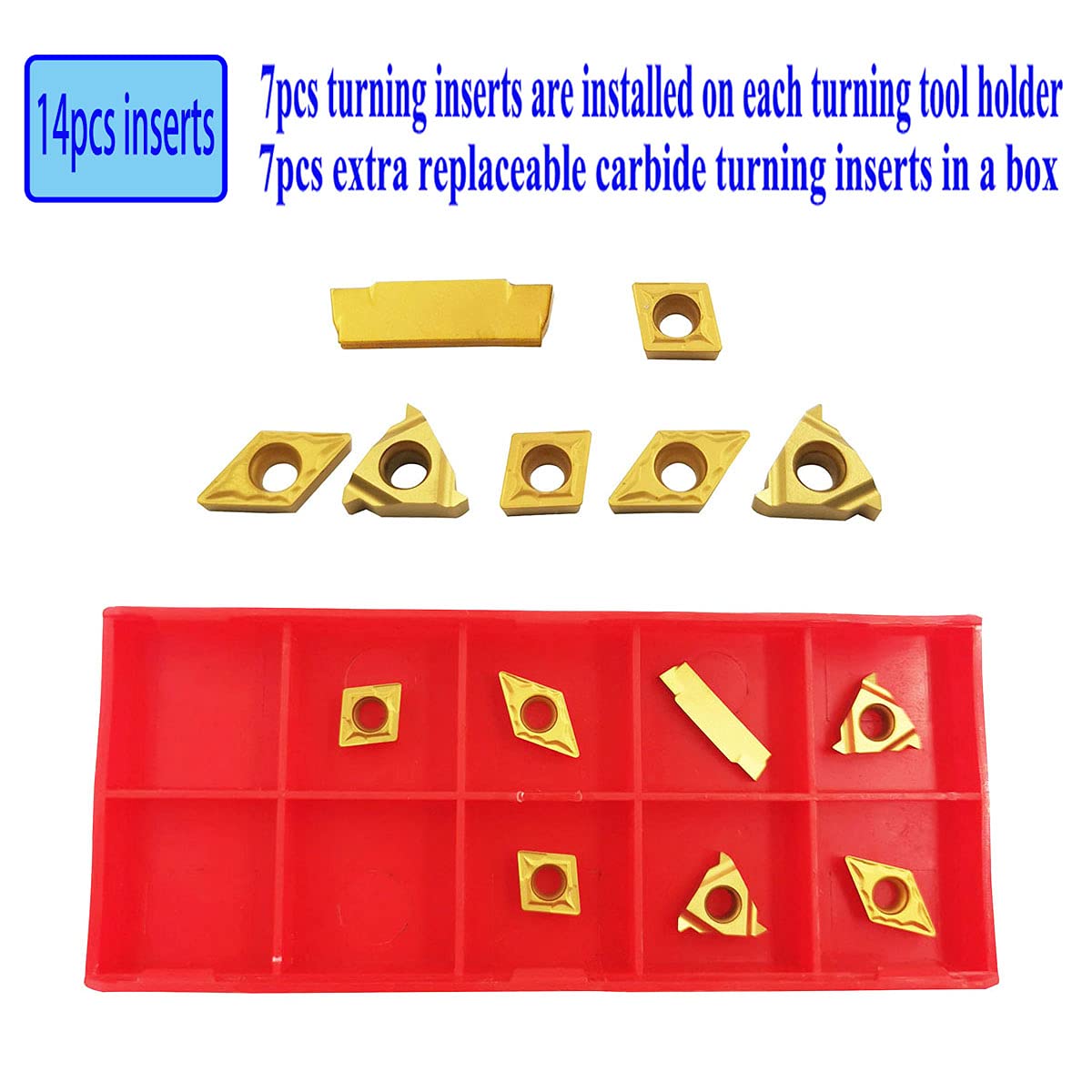 21 Pcs 10mm Shank Carbide Lathe Turning Insert Tool Holder Bit Set L9079
