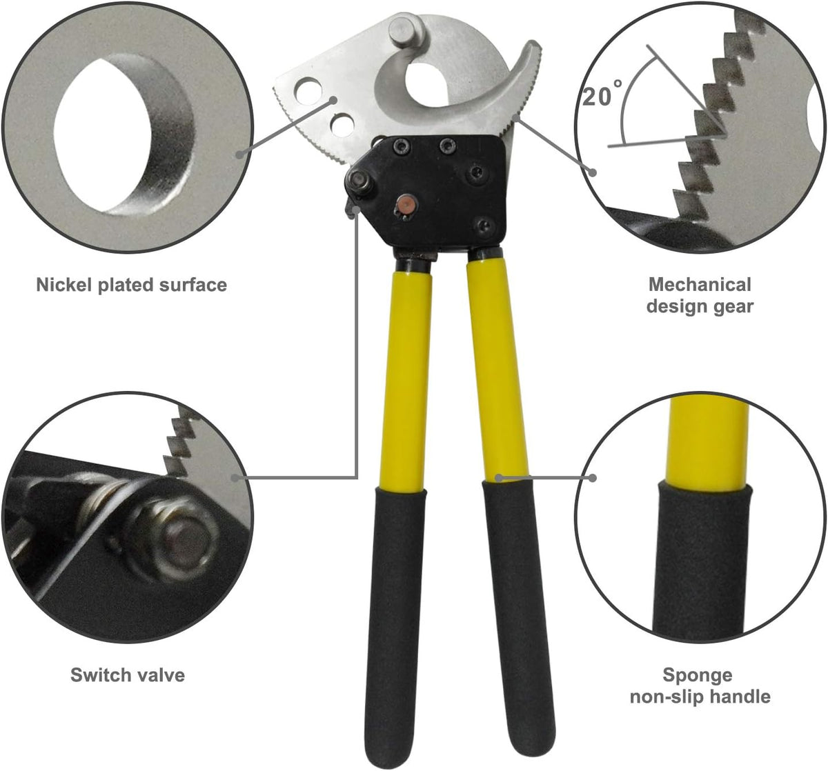 Heavy Duty Ratchet Cable Wire Cutter 13.6 Inch Pack of 2 U4564