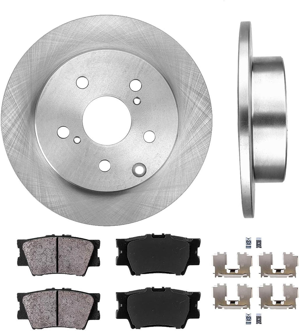 281 mm 5 Lug Brake Disc Rotors + Ceramic Brake Pads + Clips A803638