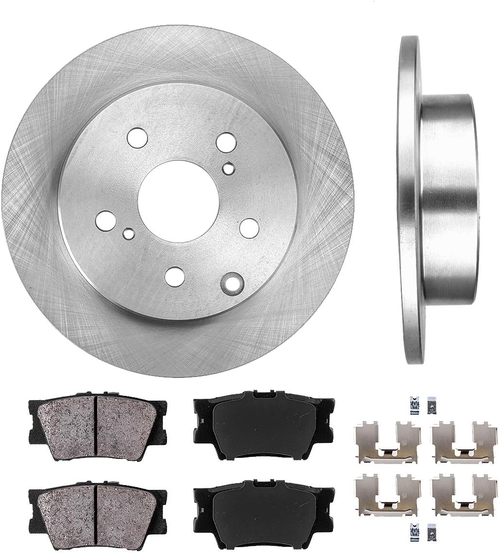 281 mm 5 Lug Brake Disc Rotors + Ceramic Brake Pads + Clips A803638