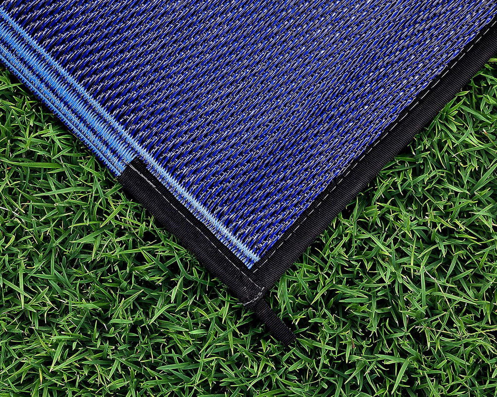 Large Reversible Outdoor Patio Mat 9' x 12' Lattice Blue J661269