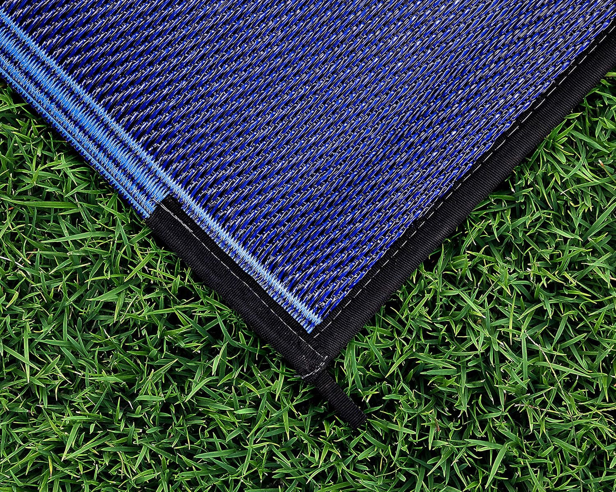 Large Reversible Outdoor Patio Mat 9' x 12' Lattice Blue J661269