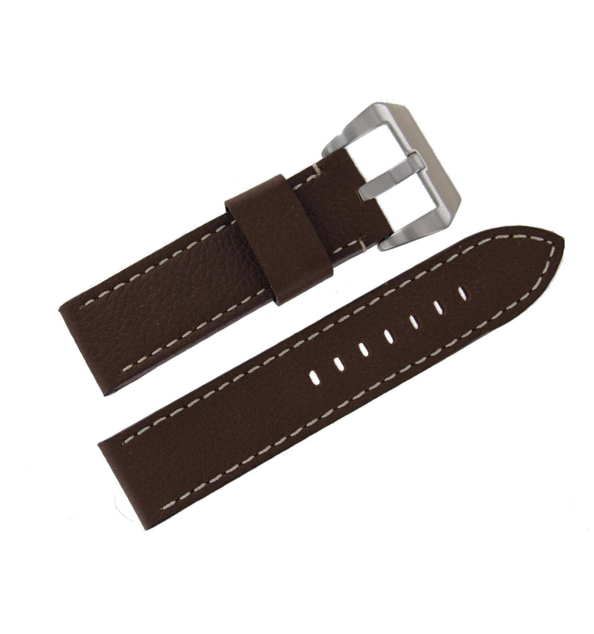 Brown 26mm Calfskin Leather Watch Strap I32431
