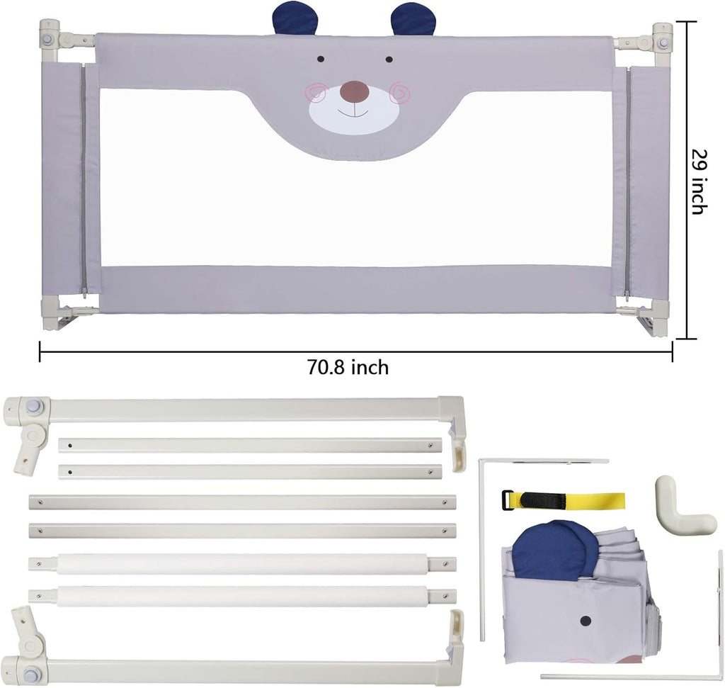 Extra Tall Collapsible Double Lock Bed Rails for Toddlers Queen Size W97013