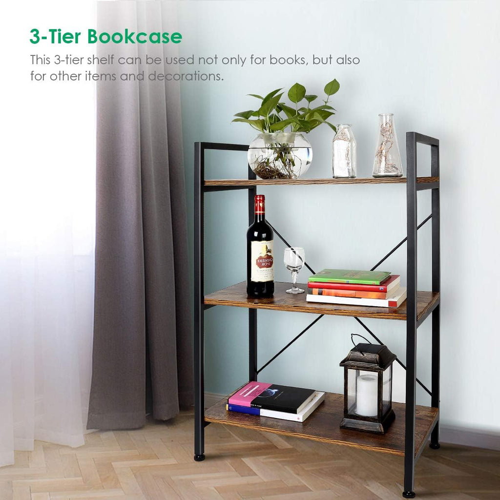 3-Tier Wood and Metal Bookshelf L535
